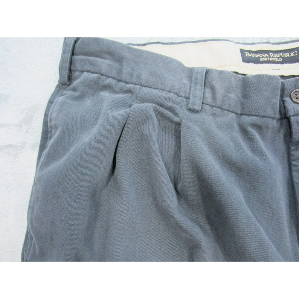 Banana Republic Pants Men Sz 40 Long (Fits 33 x 33) Gray Pleated Front